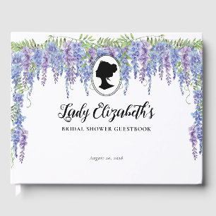 Livro De Visitas Chá de Bebê Tema Floral Roxo Vintage Regência