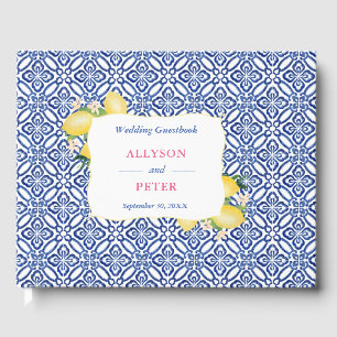 Livro De Visitas Chá de casamento de Azulejos Azuis da Costa Amalf