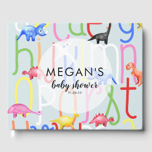 Livro De Visitas Chá de fraldas alfabético do dinossauro ABC