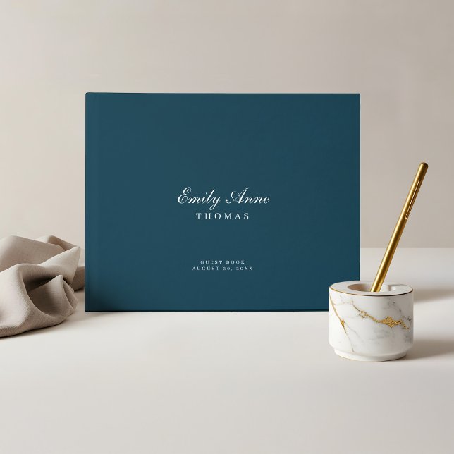 Livro De Visitas Chá de fraldas Azul Elegante e sofisticado de Mari (Elegant & Sophisticated Deep Navy Blue Baby Shower Guest Book)