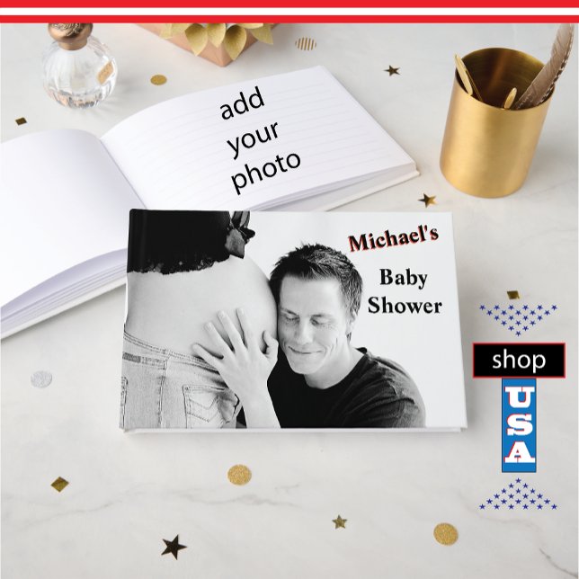 Livro De Visitas Chá de fraldas 🍼 Baby Bump Fotografia Monograma (Criador carregado)