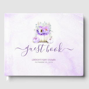 Livro De Visitas Chá de fraldas de Abóbora Roxo Floral