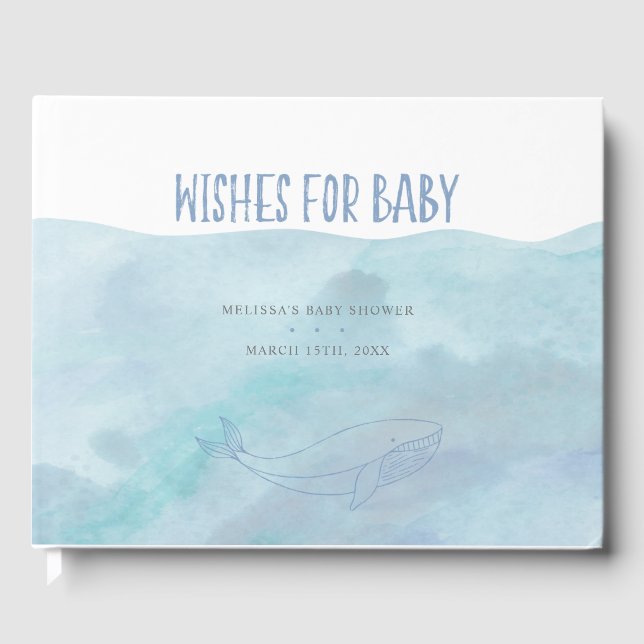 Livro De Visitas Chá de fraldas de Aquarela Azul | Náutica (Frente)