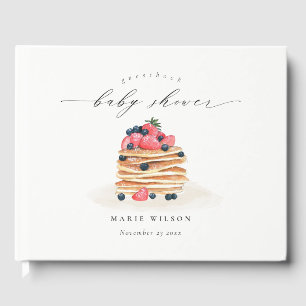 Livro De Visitas Chá de fraldas de Aquarela de Pancake de Fruta Cut
