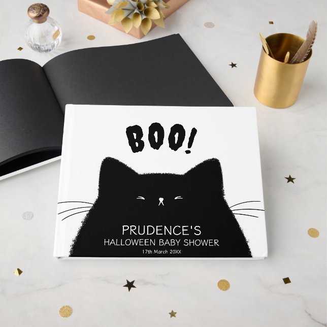Livro De Visitas Chá de fraldas de Boo Halloween (Frente aberta)
