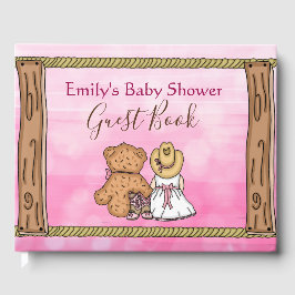 Livro De Visitas Chá de fraldas de vaqueira cor-de-rosa