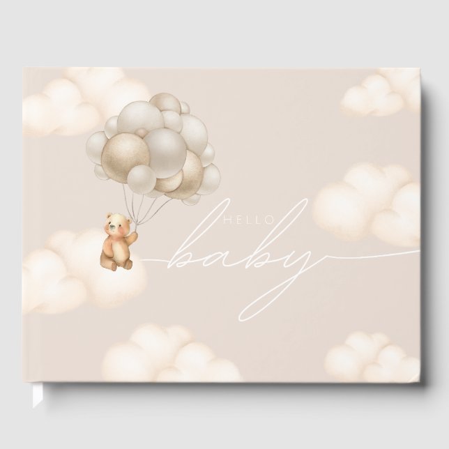 Livro De Visitas Chá de fraldas do Urso Neutro da Nuvem 9 (Frente)