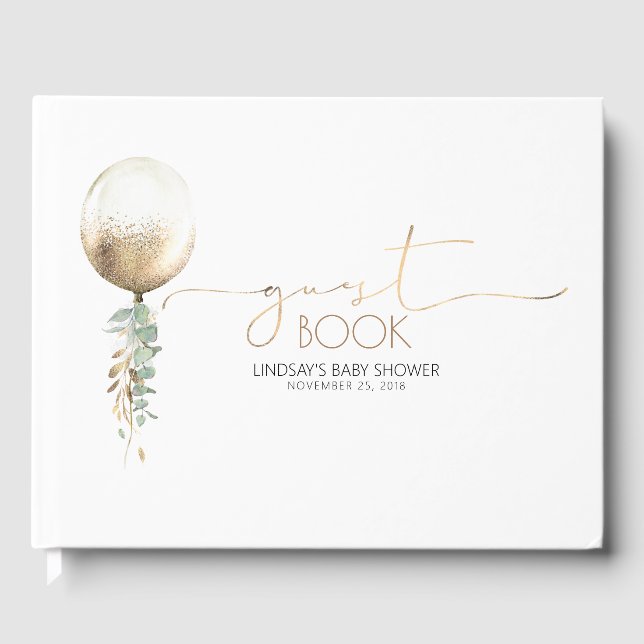 Livro De Visitas Chá de fraldas Dourado de Garland (Frente)