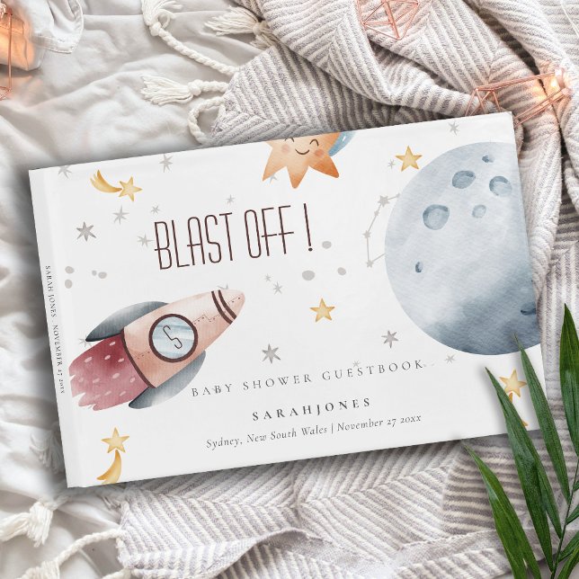 Livro De Visitas Chá de fraldas Foguete de Planeta Estrelado de Esp (Criador carregado)