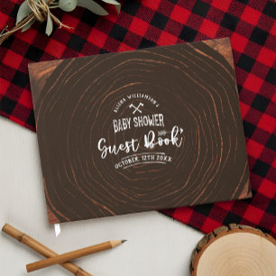 Livro De Visitas Chá de fraldas Lumberjack Madeira e Xadrez de Buf