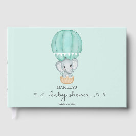 Livro De Visitas Chá de fraldas Neutro de Gênero do Elefante Verde