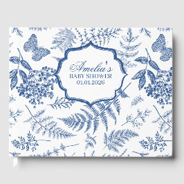 Livro De Visitas Chá de fraldas personalizado Elegante Blue Toile I