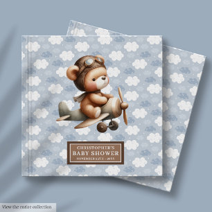 Livro De Visitas Chá de fraldas-Piloto Cute Teddy Bear Boy