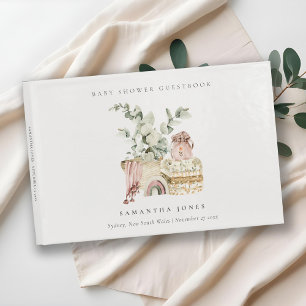 Livro De Visitas Chá de fraldas Rustic Boho Blush Nurserage Girl