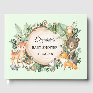 Livro De Visitas Chá de fraldas Rustic Greenerescer Woodland