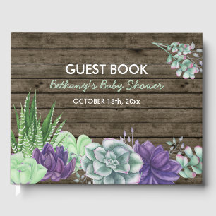 Livro De Visitas Chá de fraldas Rustic Watercolor Sucult