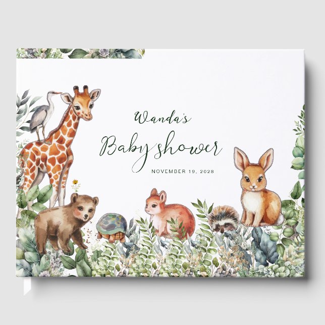 Livro De Visitas Chá de fraldas Simples Boho Woodland (Frente)