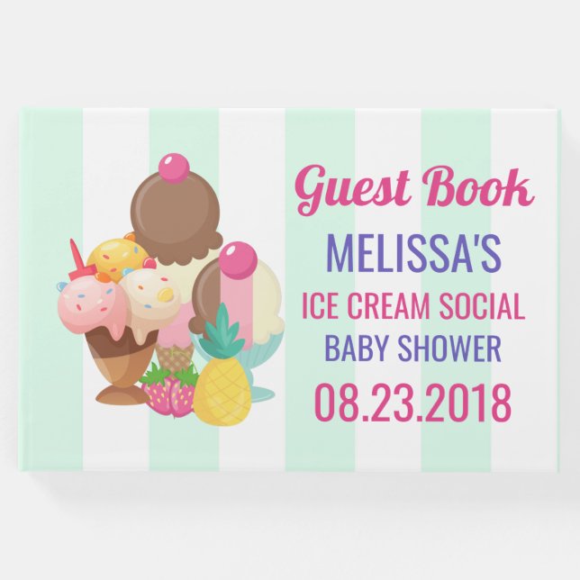 Livro De Visitas chá de fraldas social sorvete (Frente)