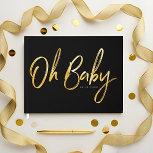Livro De Visitas Chá de fraldas Tipográfico do Baby Clean Modern