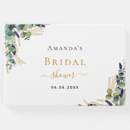 Livro De Visitas Chá de noiva eucalipto verde lavanda