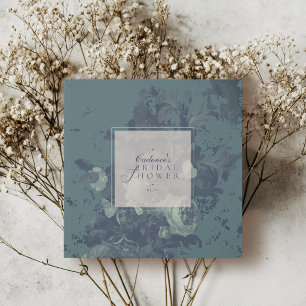 Livro De Visitas Chá de Noiva Floral Azul Turquesa Rústico Elegante