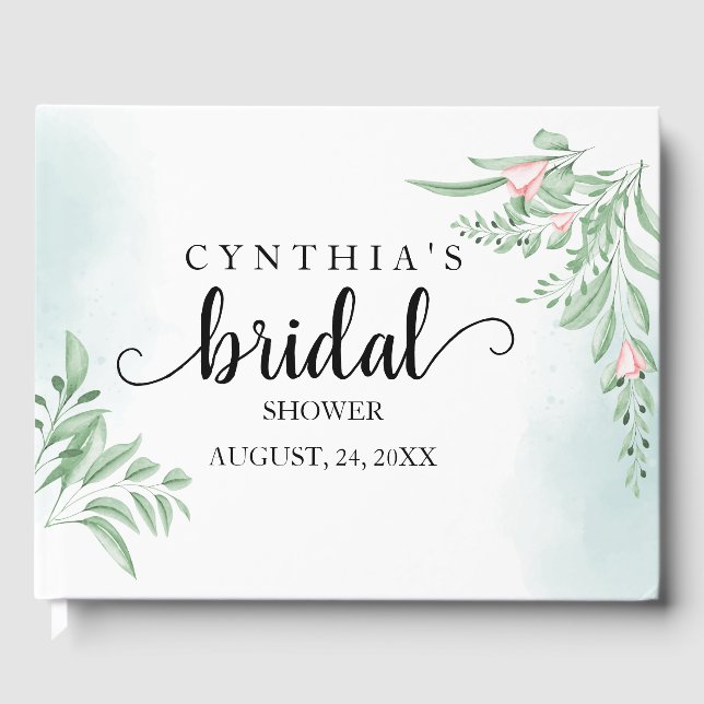 Livro De Visitas Chá de panela Boho Dusty Blue Eucalyptus (Frente)