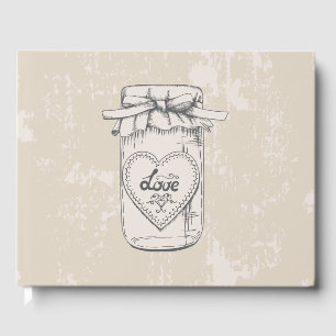 Livro De Visitas Chá de panela de Casamento Vintage Mason Jar Hear