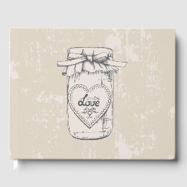Livro De Visitas Chá de panela de Casamento Vintage Mason Jar Heart