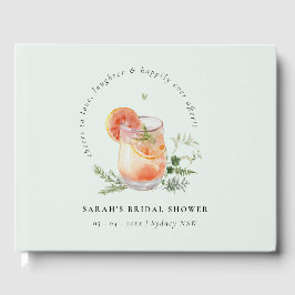 Livro De Visitas Chá de panela de coquetel verde - Teal Orange Eleg