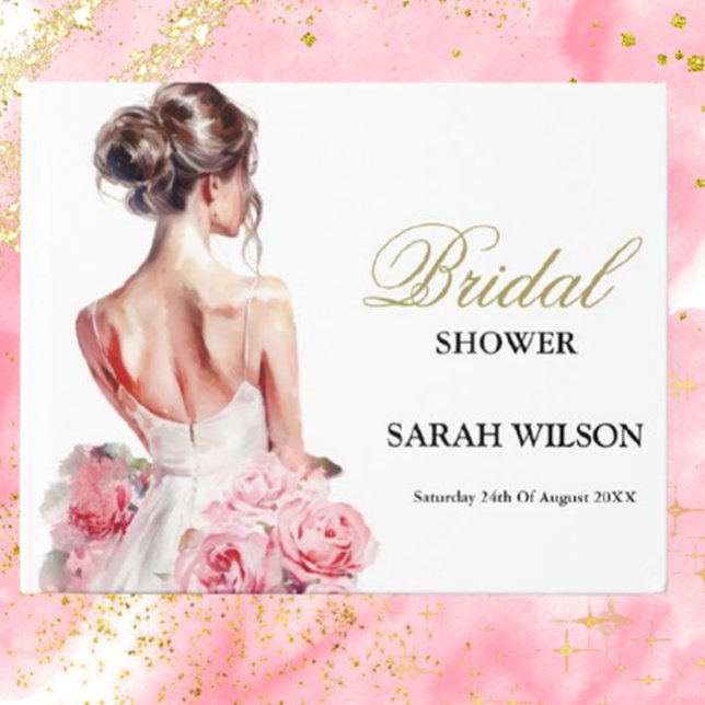 Livro De Visitas Chá de panela de Palhaço de Casamento de Aquarela  (Capture memories beautifully with our Budget Watercolor Wedding Gown Guest Book. Designed by Brett D)