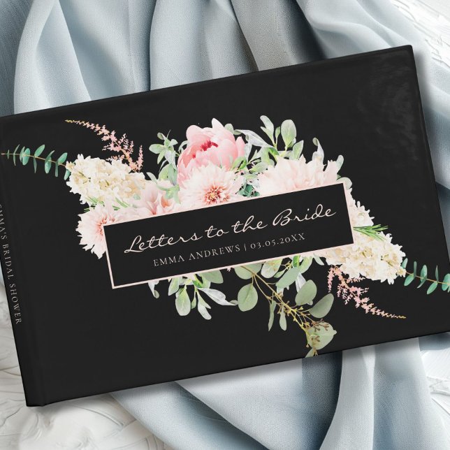 Livro De Visitas Chá de panela de Primavera (Personalized, modern, elegant, watercolor, floral "Letters to the Bride" Bridal Shower Guest Book.)