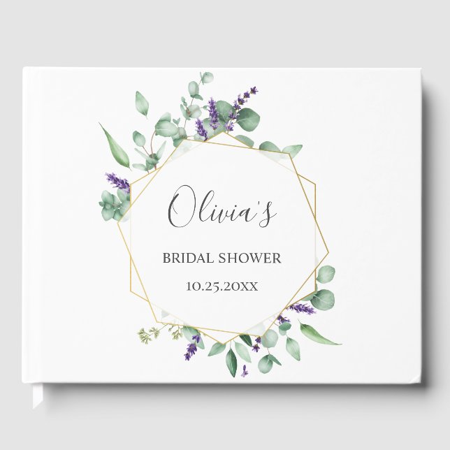 Livro De Visitas Chá de panela Geométrico Moderno do Eucalyptus (Frente)