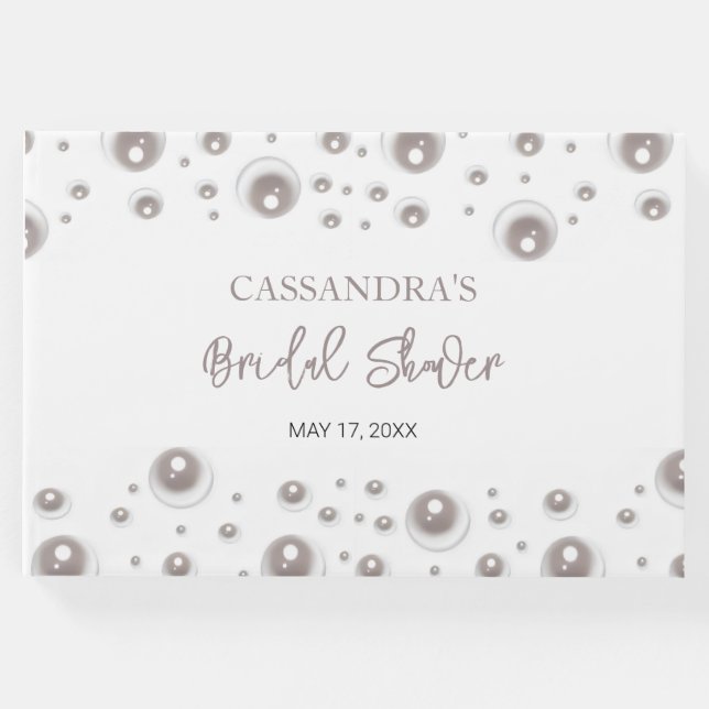 Livro De Visitas Chá de panela Mínimo de Pérolas Brancas (Frente)