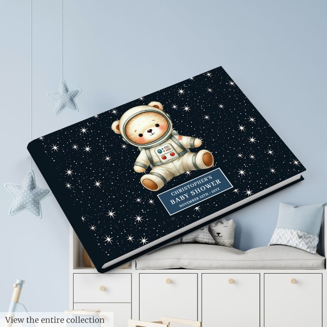 Livro De Visitas Chá do Bear Baby Boy do Space Teddy (Space Teddy Bear Baby Boy Shower Guest Journal)