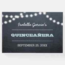 Livro De Visitas Chalkboard Lights Aqua Quinceañera Guest Book