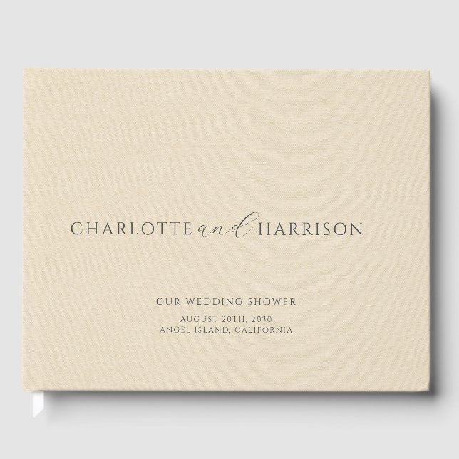 Livro De Visitas Champagne de Chá de casamento personalizado Faux L (Frente)