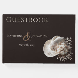 Livro De Visitas Chapéu branco com flores