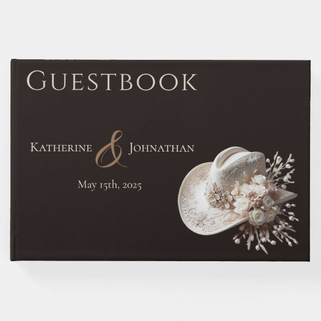 Livro De Visitas Chapéu branco com flores (Frente)