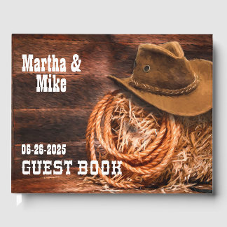Livro De Visitas Chapéu de Cowboy Country Western Lariat Casamento