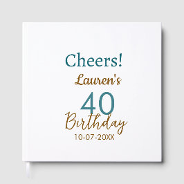 Livro De Visitas Cheers 40th birthday name date brown turquoise sim