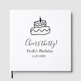 Livro De Visitas Cheers thirty birthday cake black scribble hand