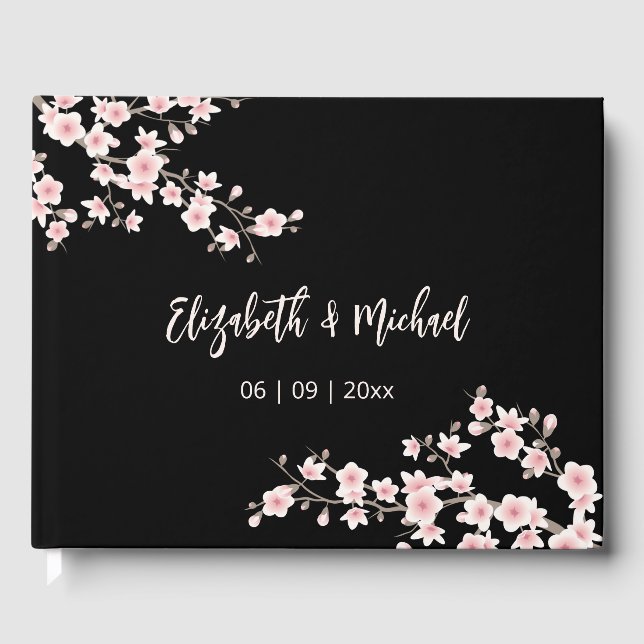 Livro De Visitas Cherry Blossom Apricot  Floral | Wedding (Frente)