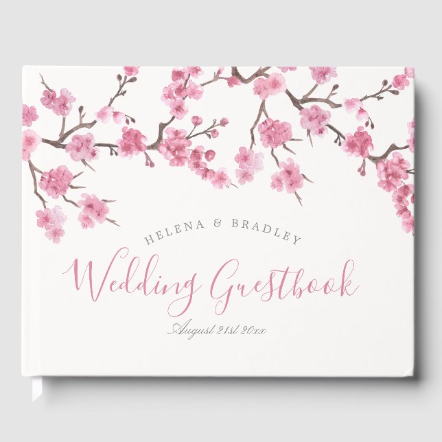 Livro De Visitas Cherry Blossom Bloom | Casamento (Frente)