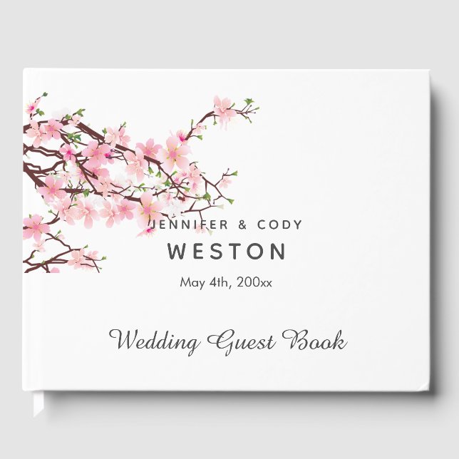 Livro De Visitas Cherry Blossoms Weds Guest Book com FOTO (Frente)