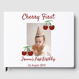 Livro De Visitas Cherry Primeiro feliz foto de aniversário crianças