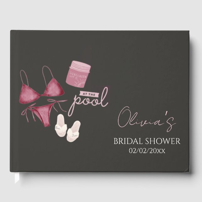 Livro De Visitas Chic boho chá de noiva festa na piscina  (Frente)