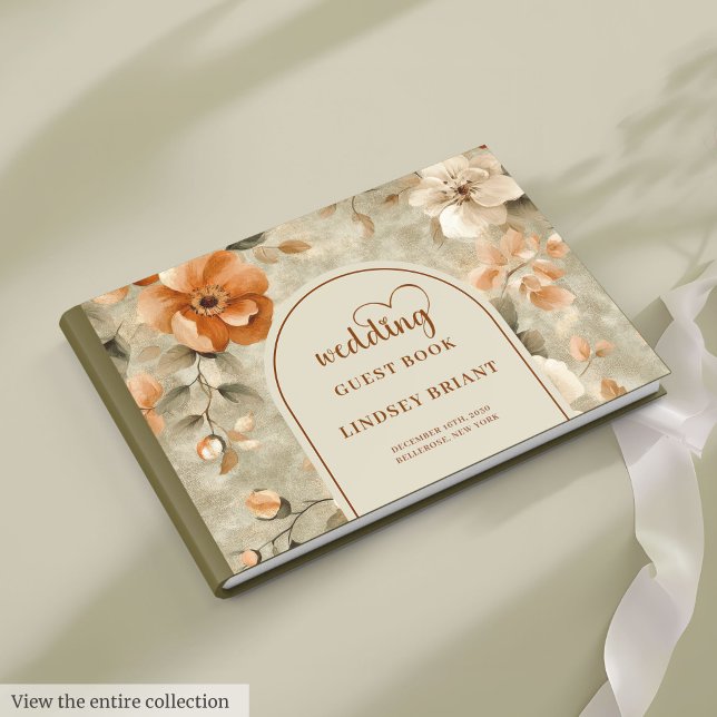 Livro De Visitas Chic Classic Boho Rusty Beige Olive Floral Wedding (Classic Boho Rusty Beige Olive Floral Wedding Guest Book)