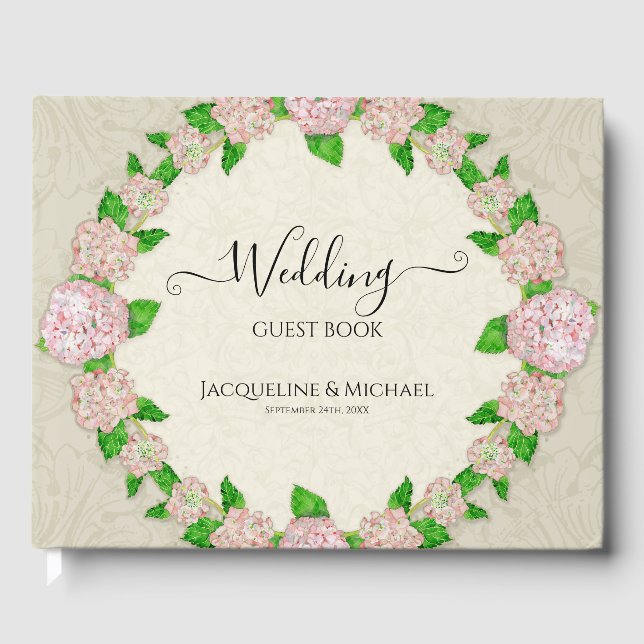 Livro De Visitas Chic De Lace De Aquarela Elegante De Casamento Flo (Frente)