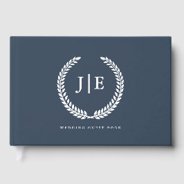 Livro De Visitas Chic Elegant Wreath Monogram Wedding