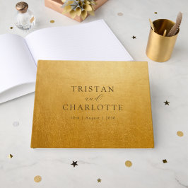 Livro De Visitas Chic Elegante Personalizado Dourado